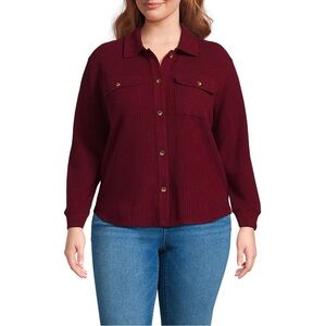 NWT Lands End Waffle Relaxed Long Sleeve Shirt Jacket